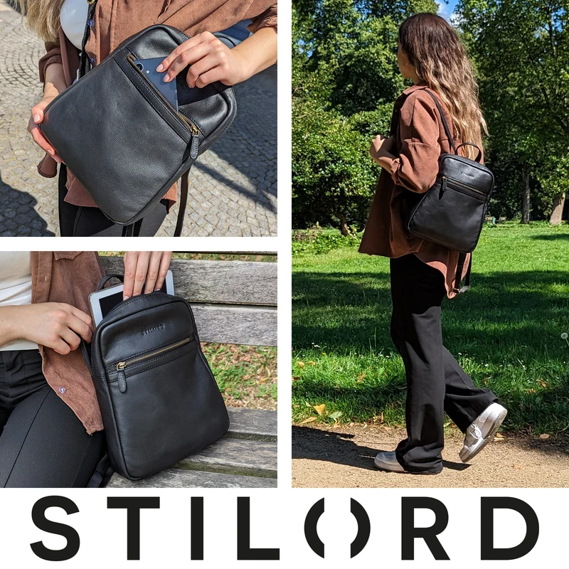 "Pearl" Stylischer Lederrucksack Damen Klein mit Reißverschluss