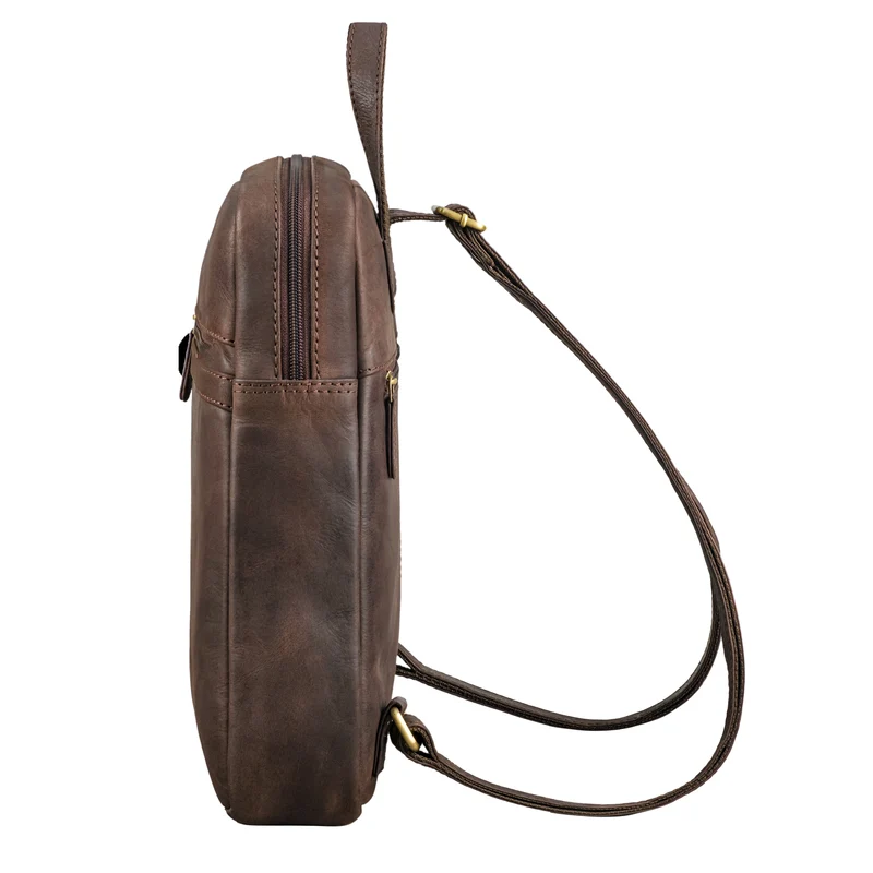 "Pearl" Stylischer Lederrucksack Damen Klein mit Reißverschluss