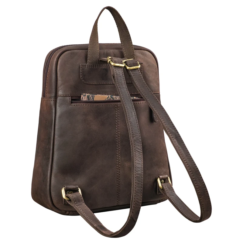 "Pearl" Stylischer Lederrucksack Damen Klein mit Reißverschluss
