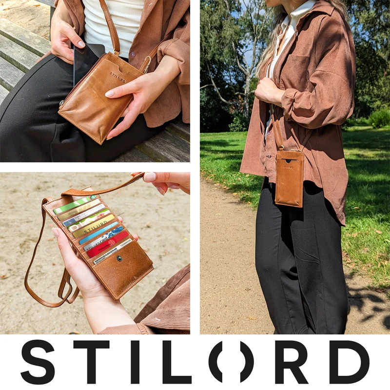 "Tali" 3-in-1 Leder Handytasche mit Geldbörse zum Umhängen für Damen