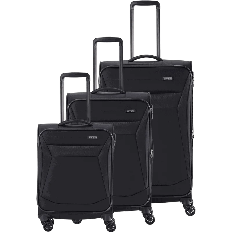Travelite Chios 4-Rollen-Trolleyset 3tlg. L/M/S -Schwarz