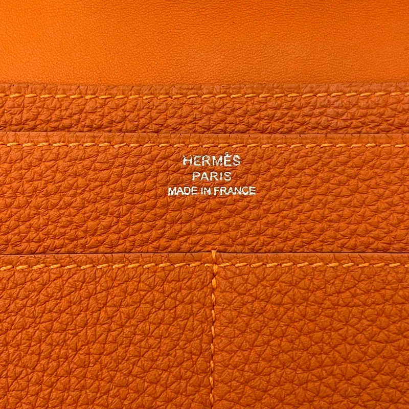 Hermes Dogon Lange Brieftasche Togo Leder Orange