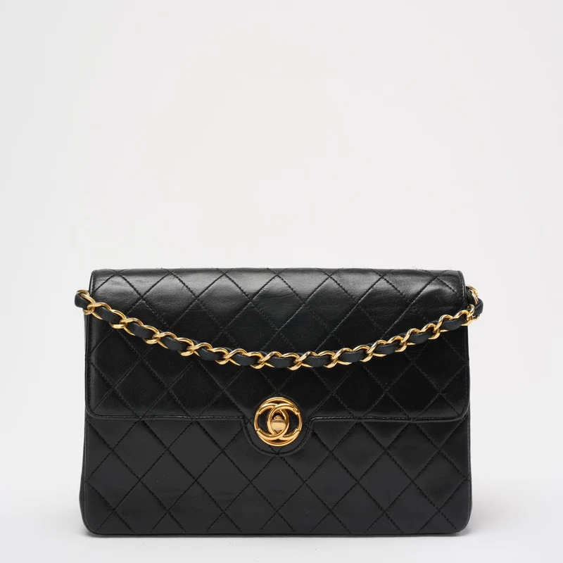 Chanel Schwarze Vintage zeitlose klassische Single-Flap-Tasche