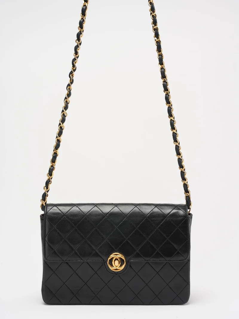 Chanel Schwarze Vintage zeitlose klassische Single-Flap-Tasche
