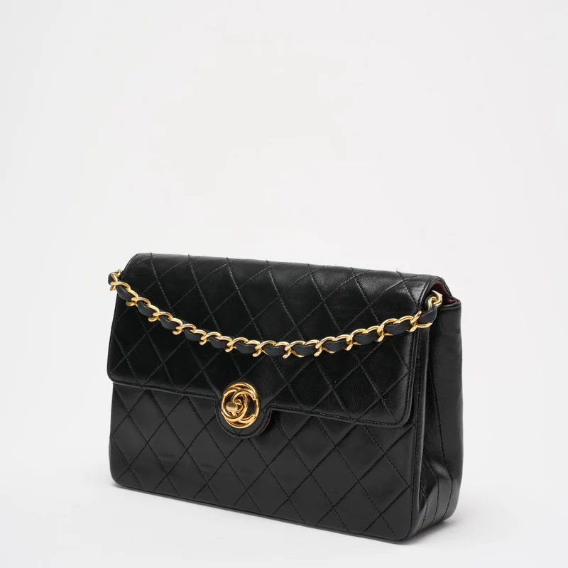 Chanel Schwarze Vintage zeitlose klassische Single-Flap-Tasche