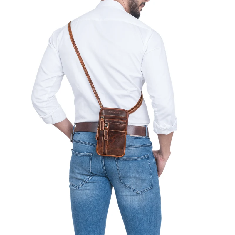 "Asher" Leder Brustbeutel Herren Vintage Gürteltasche zum Umhängen