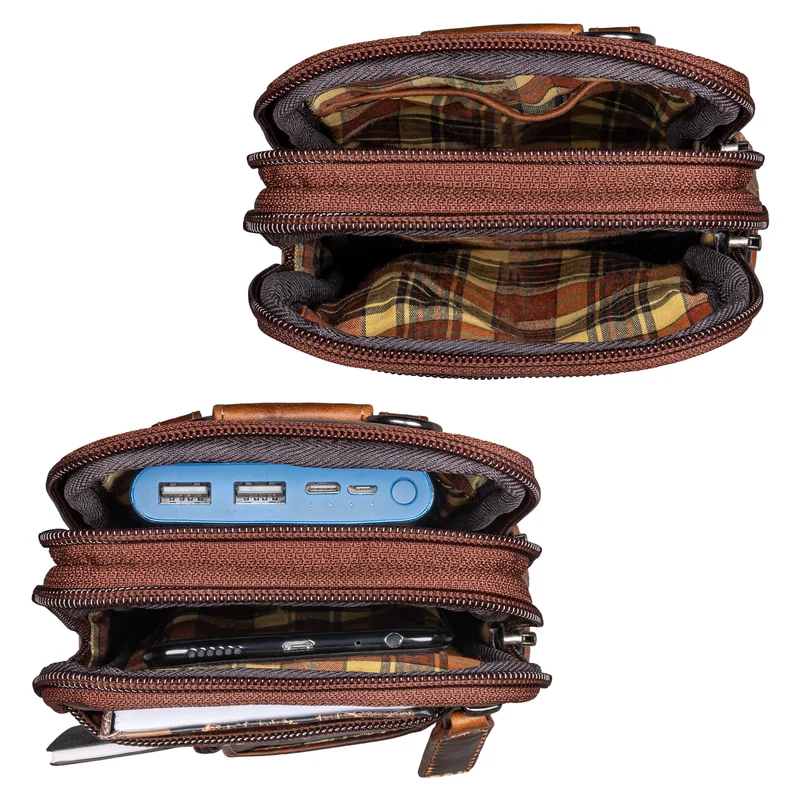 "Asher" Leder Brustbeutel Herren Vintage Gürteltasche zum Umhängen