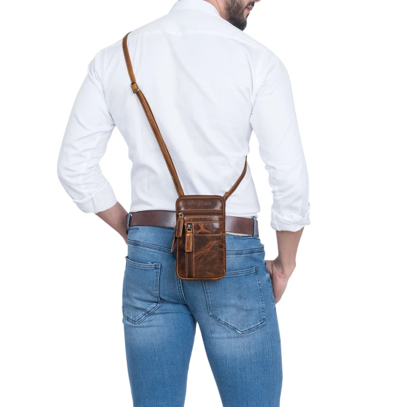 "Asher" Leder Brustbeutel Herren Vintage Gürteltasche zum Umhängen