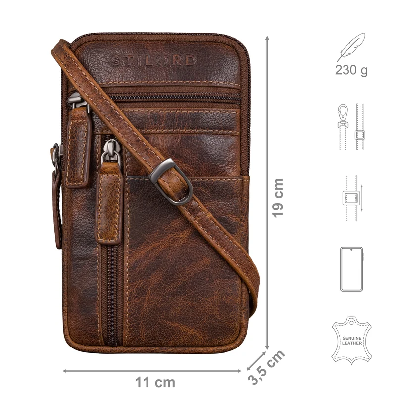 "Asher" Leder Brustbeutel Herren Vintage Gürteltasche zum Umhängen