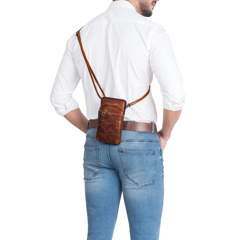 "Tyrell" Brusttasche Herren Leder mit Gürtelschlaufe
