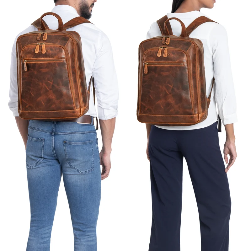 "Leslie" Lederrucksack Damen und Herren Business