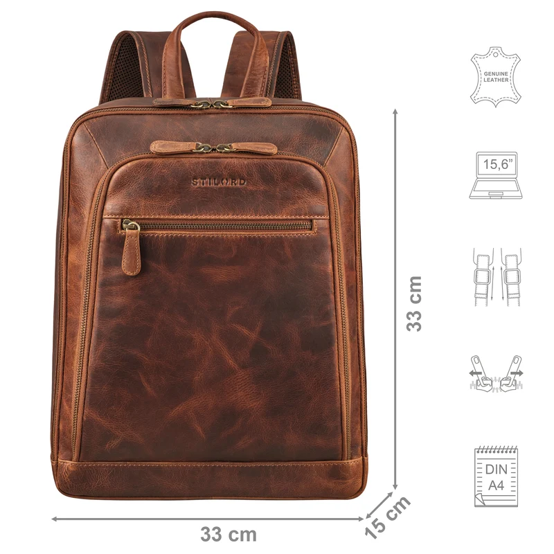 "Leslie" Lederrucksack Damen und Herren Business
