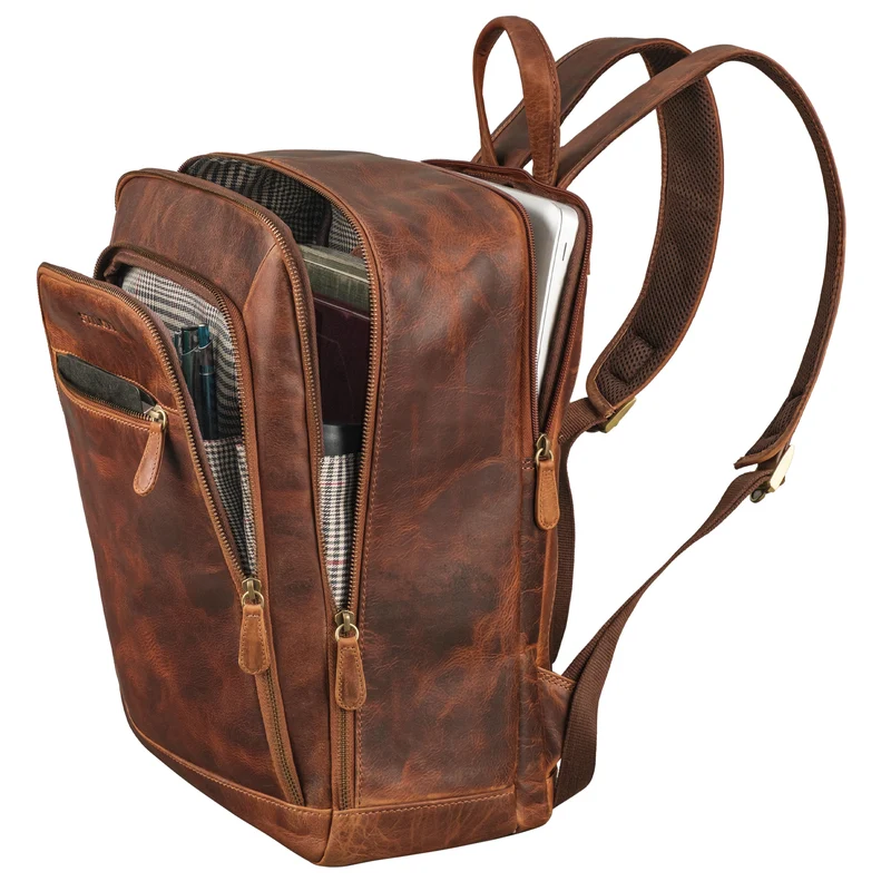 "Leslie" Lederrucksack Damen und Herren Business