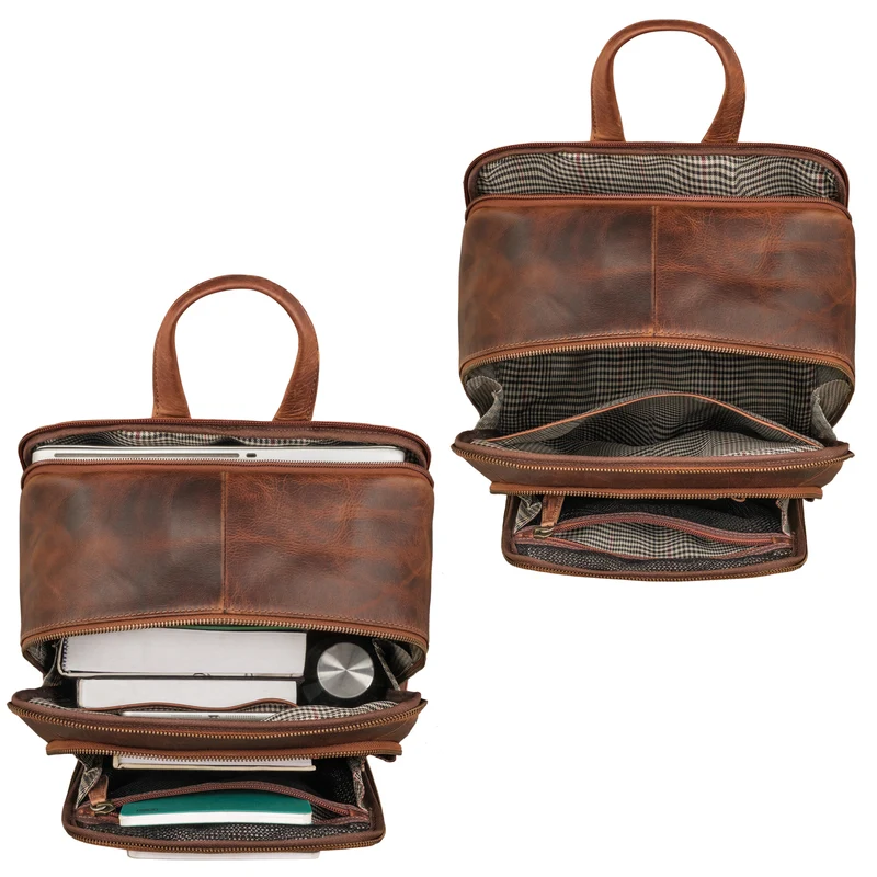 "Leslie" Lederrucksack Damen und Herren Business