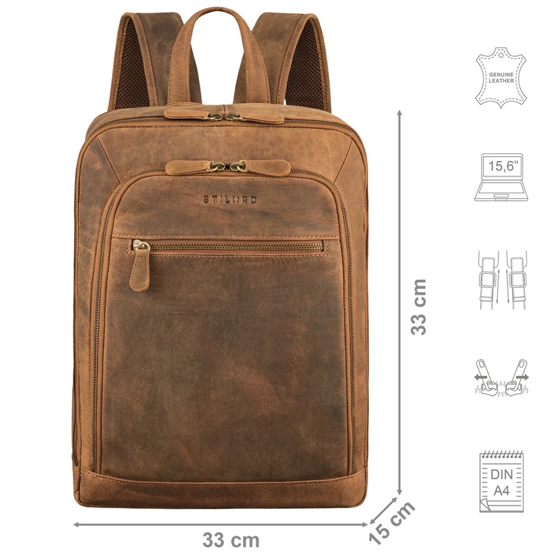 "Leslie" Lederrucksack Damen und Herren Business