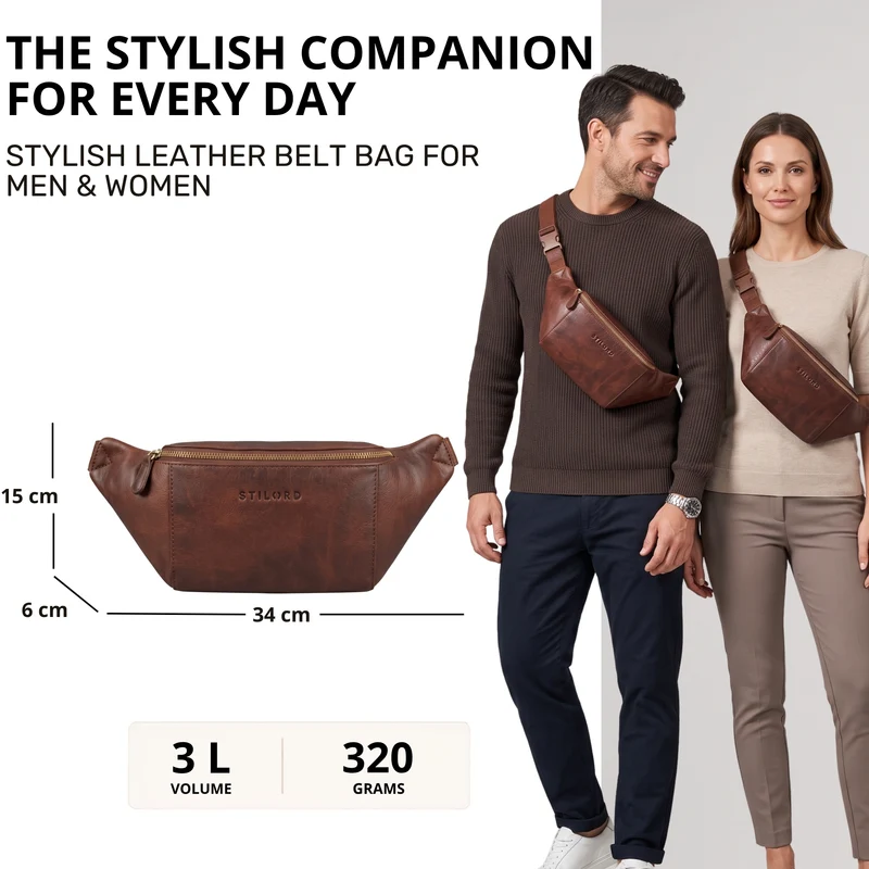 "Pino" Praktische Bauchtasche aus echtem Leder für Damen und Herren