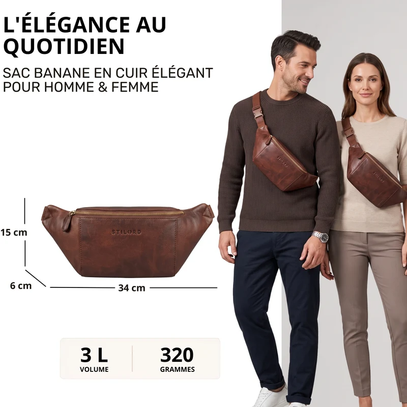 "Pino" Praktische Bauchtasche aus echtem Leder für Damen und Herren
