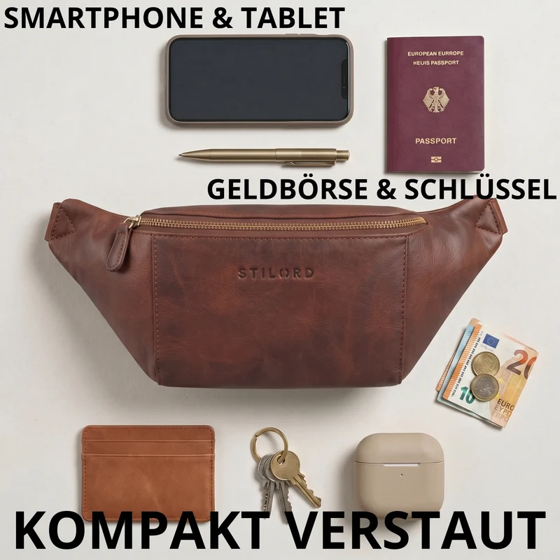 "Pino" Praktische Bauchtasche aus echtem Leder für Damen und Herren