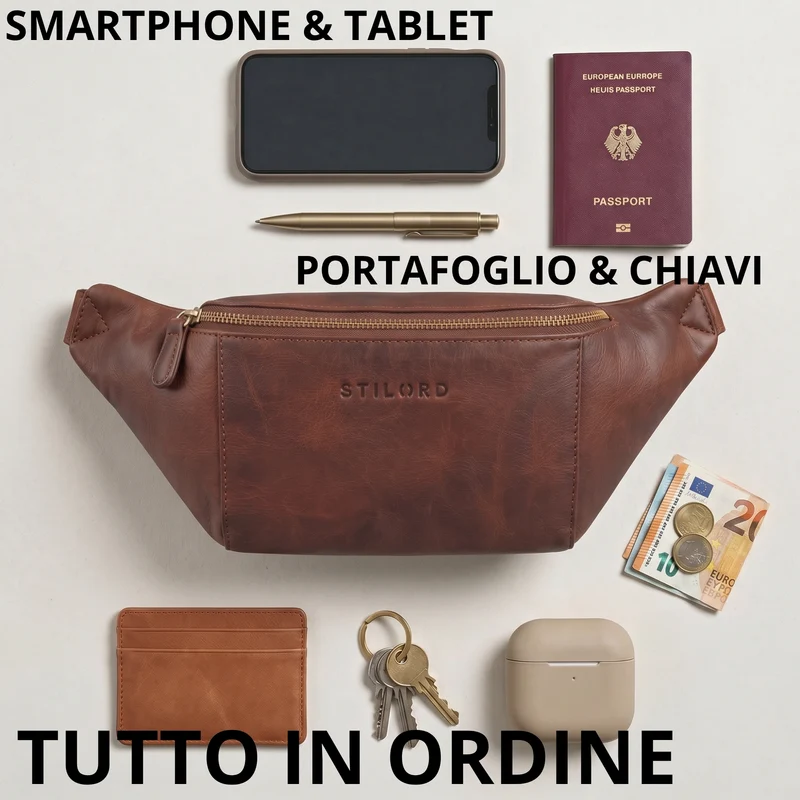 "Pino" Praktische Bauchtasche aus echtem Leder für Damen und Herren