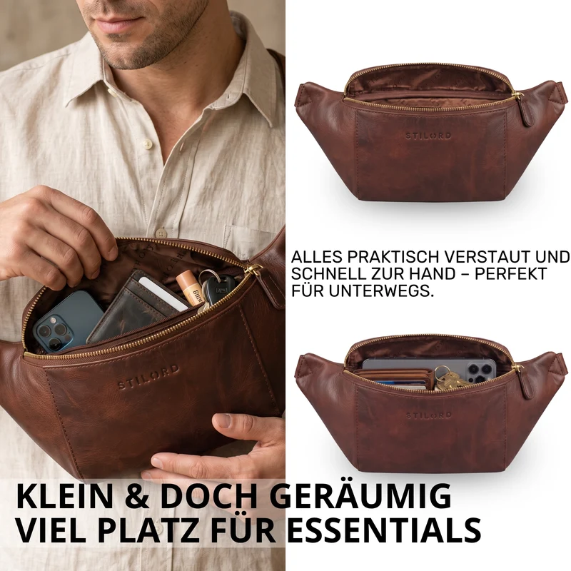"Pino" Praktische Bauchtasche aus echtem Leder für Damen und Herren