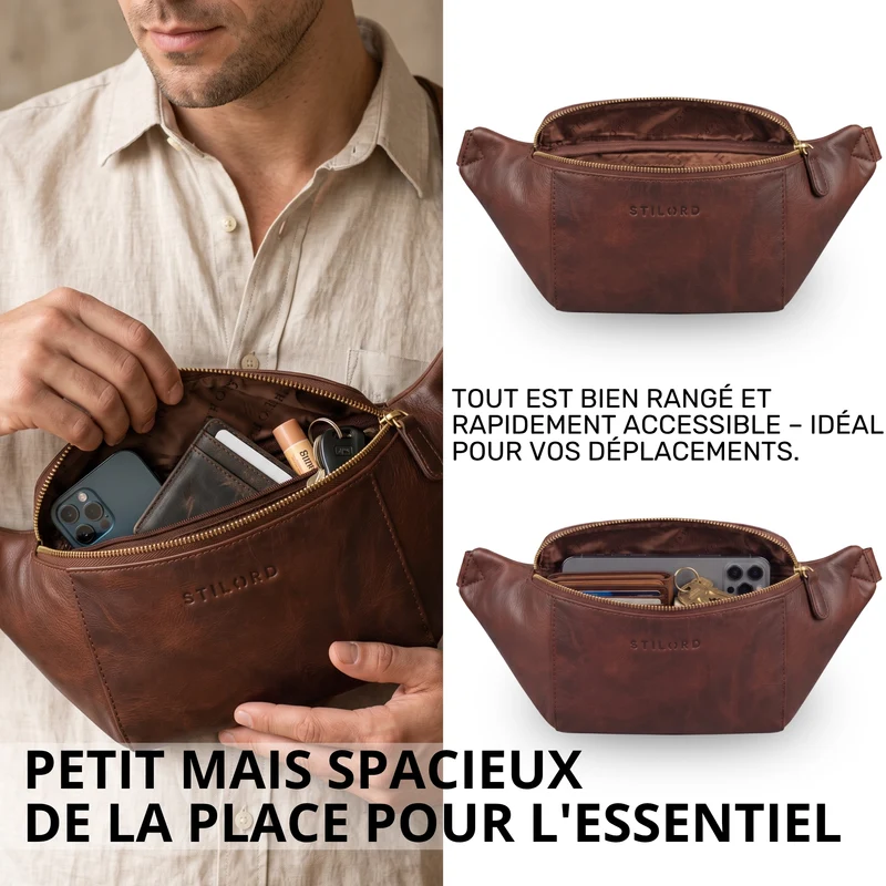 "Pino" Praktische Bauchtasche aus echtem Leder für Damen und Herren