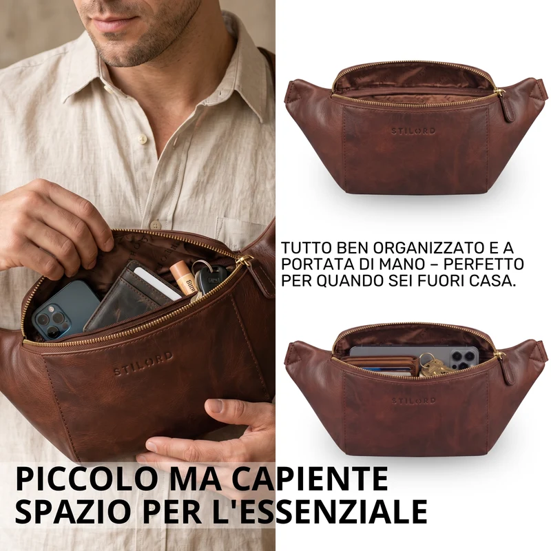 "Pino" Praktische Bauchtasche aus echtem Leder für Damen und Herren