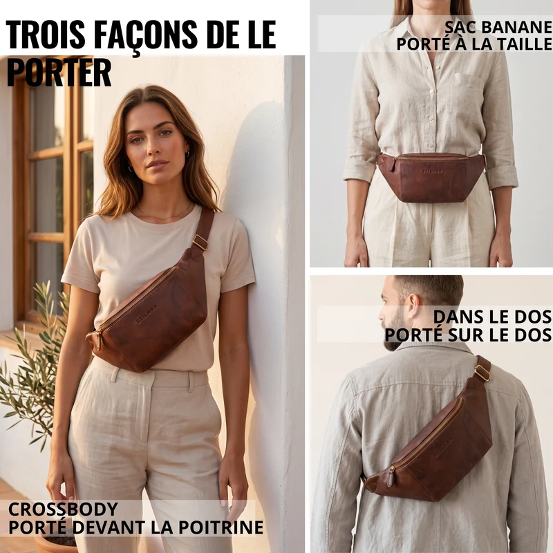 "Pino" Praktische Bauchtasche aus echtem Leder für Damen und Herren