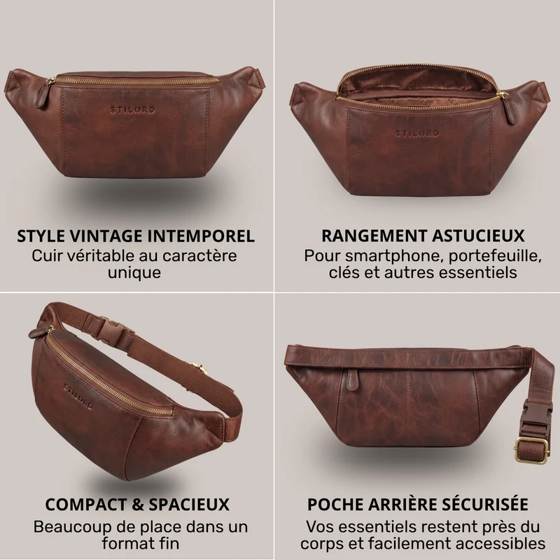 "Pino" Praktische Bauchtasche aus echtem Leder für Damen und Herren