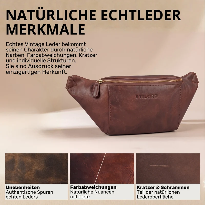 "Pino" Praktische Bauchtasche aus echtem Leder für Damen und Herren