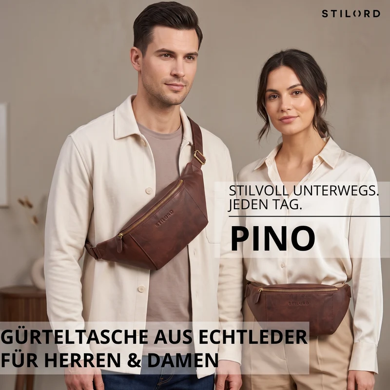 "Pino" Praktische Bauchtasche aus echtem Leder für Damen und Herren