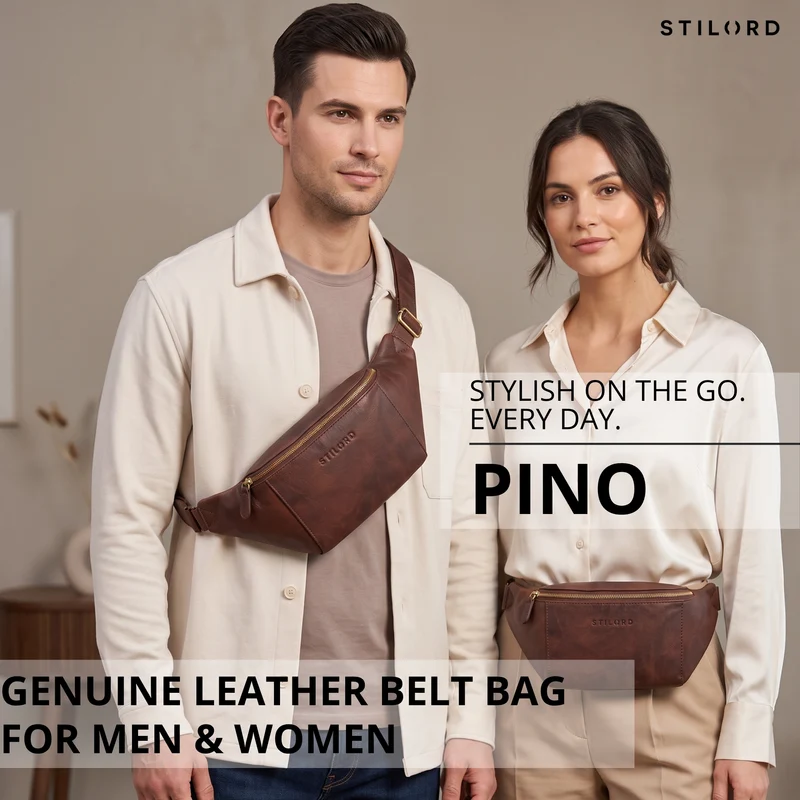 "Pino" Praktische Bauchtasche aus echtem Leder für Damen und Herren