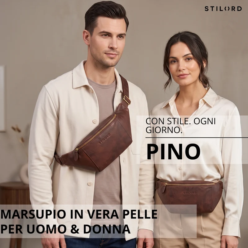 "Pino" Praktische Bauchtasche aus echtem Leder für Damen und Herren