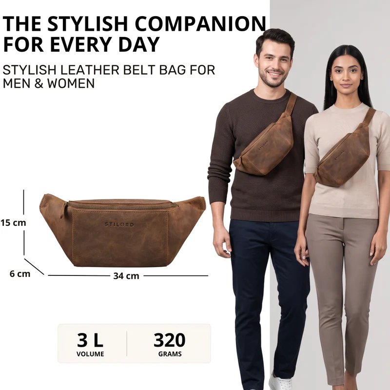 "Pino" Praktische Bauchtasche aus echtem Leder für Damen und Herren