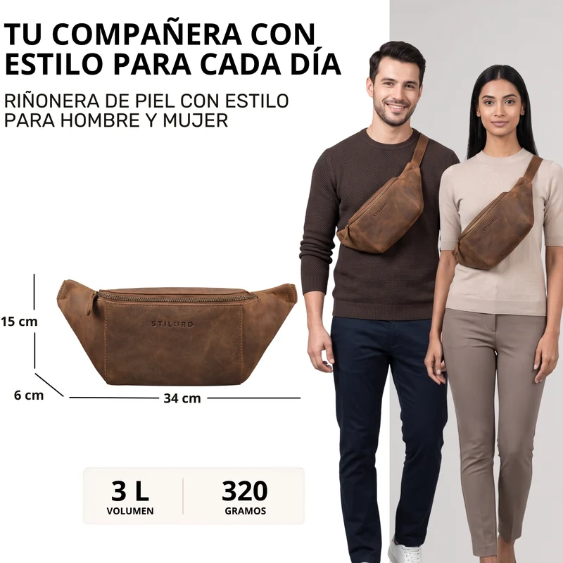 "Pino" Praktische Bauchtasche aus echtem Leder für Damen und Herren