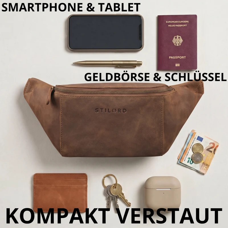 "Pino" Praktische Bauchtasche aus echtem Leder für Damen und Herren