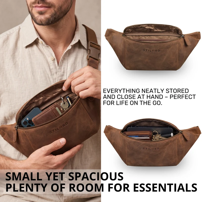 "Pino" Praktische Bauchtasche aus echtem Leder für Damen und Herren