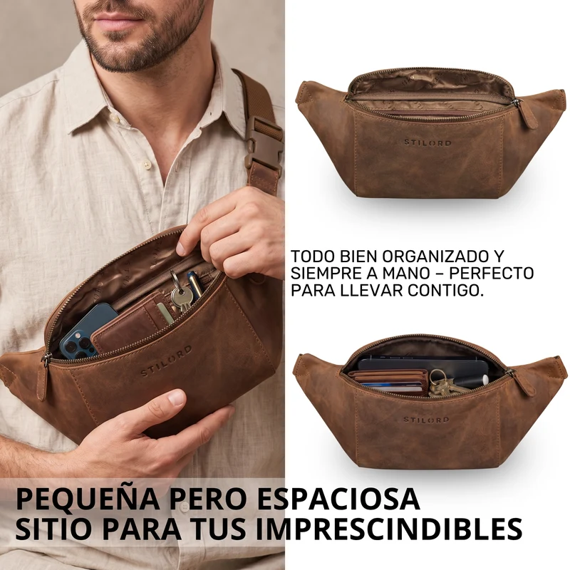 "Pino" Praktische Bauchtasche aus echtem Leder für Damen und Herren