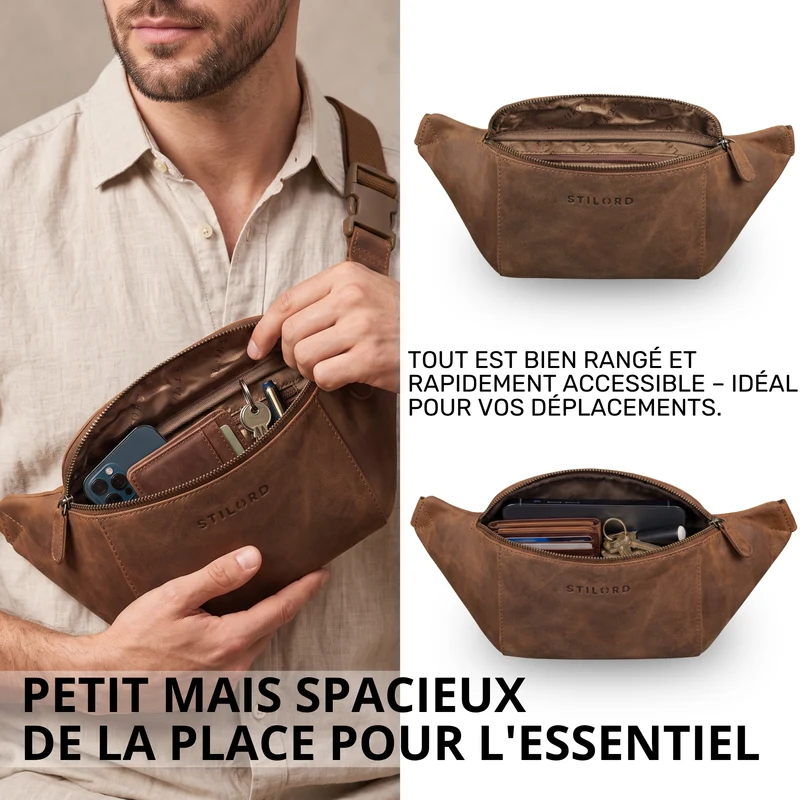 "Pino" Praktische Bauchtasche aus echtem Leder für Damen und Herren
