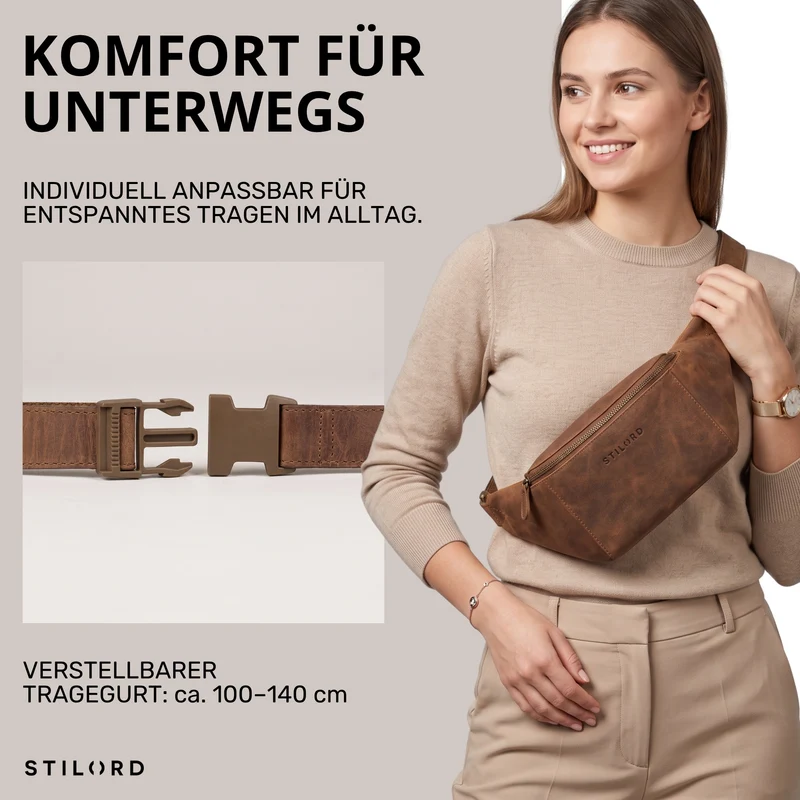 "Pino" Praktische Bauchtasche aus echtem Leder für Damen und Herren