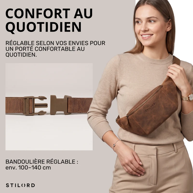 "Pino" Praktische Bauchtasche aus echtem Leder für Damen und Herren