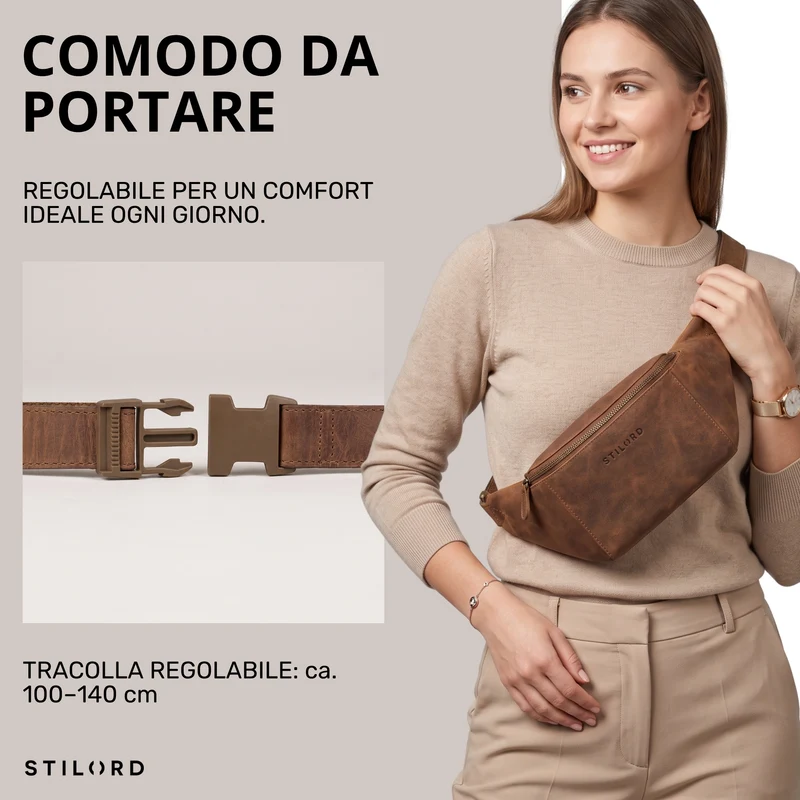 "Pino" Praktische Bauchtasche aus echtem Leder für Damen und Herren