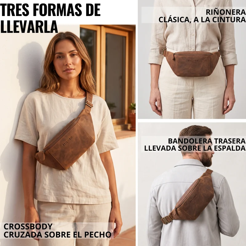 "Pino" Praktische Bauchtasche aus echtem Leder für Damen und Herren