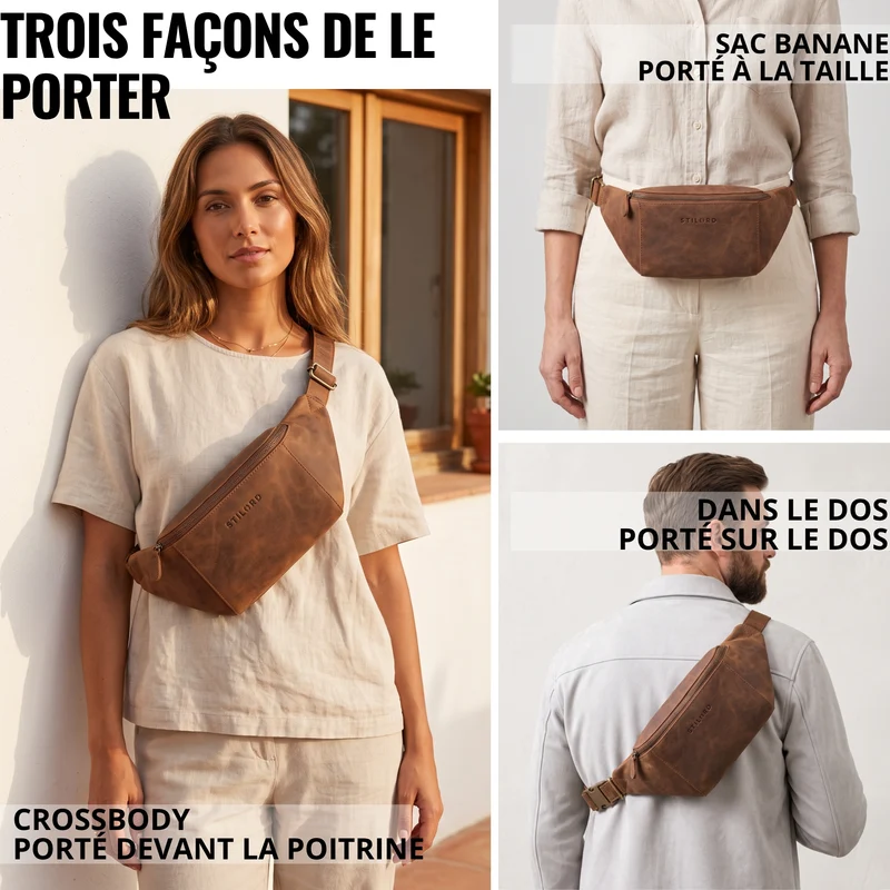 "Pino" Praktische Bauchtasche aus echtem Leder für Damen und Herren
