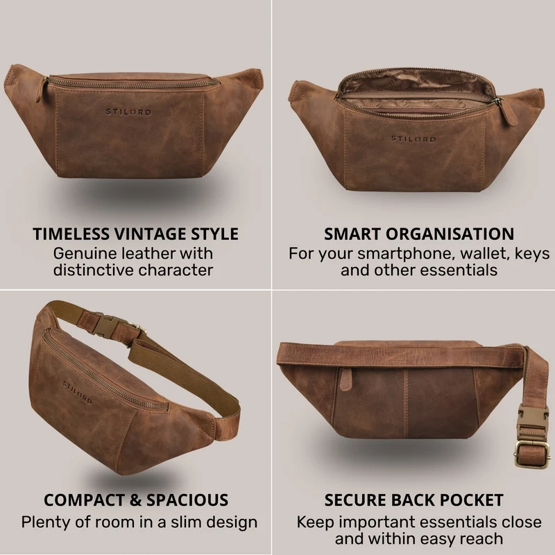 "Pino" Praktische Bauchtasche aus echtem Leder für Damen und Herren