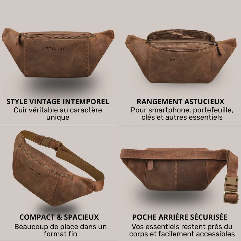 "Pino" Praktische Bauchtasche aus echtem Leder für Damen und Herren
