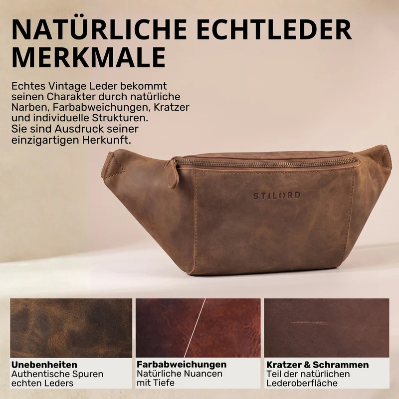 "Pino" Praktische Bauchtasche aus echtem Leder für Damen und Herren