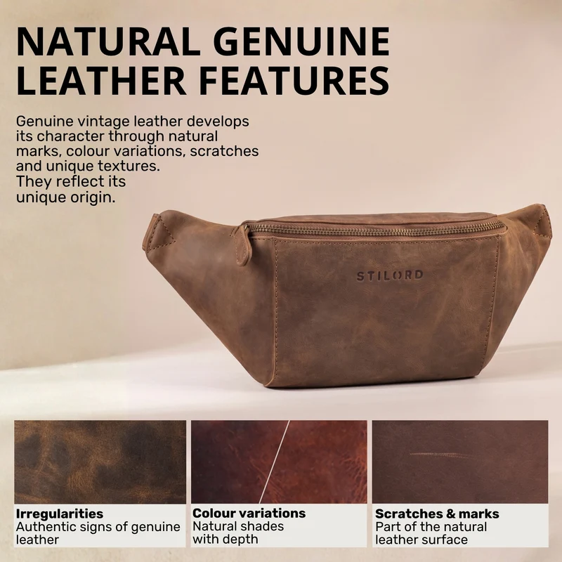 "Pino" Praktische Bauchtasche aus echtem Leder für Damen und Herren