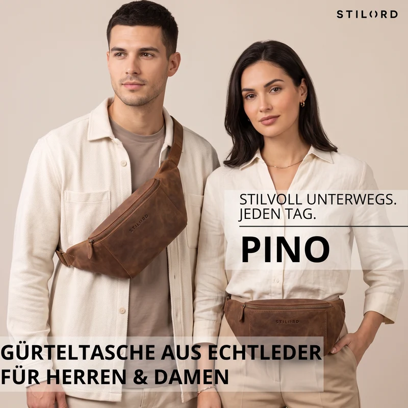 "Pino" Praktische Bauchtasche aus echtem Leder für Damen und Herren