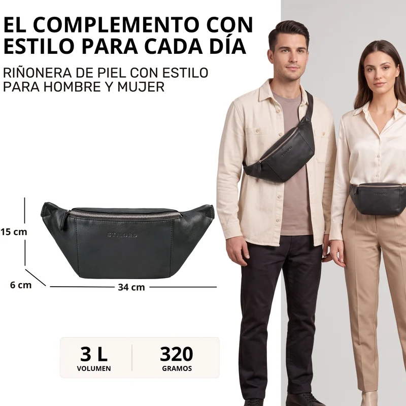 "Pino" Praktische Bauchtasche aus echtem Leder für Damen und Herren