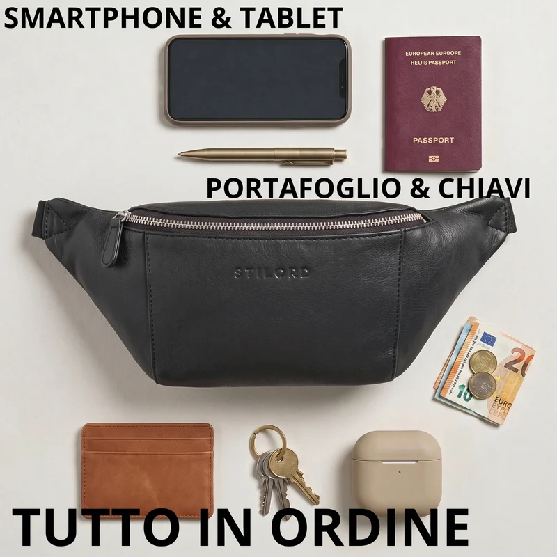 "Pino" Praktische Bauchtasche aus echtem Leder für Damen und Herren